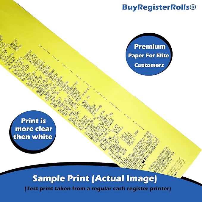 3 1/8 x 230 Yellow Thermal Paper Receipt Rolls fits all Clover POS Cash - Image 3