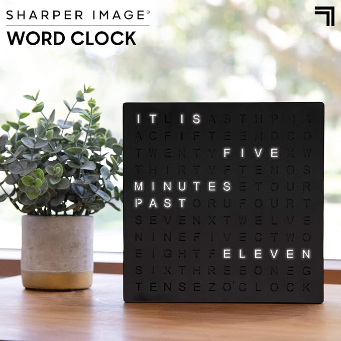 Sharper Image LED Word Digital Clock, Light-Up Desk & Wall Clock, Modern Time - Image 2
