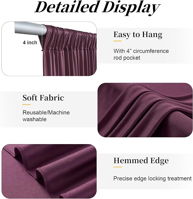 20ft x 12ft Burgundy Backdrop Curtains - Image 5