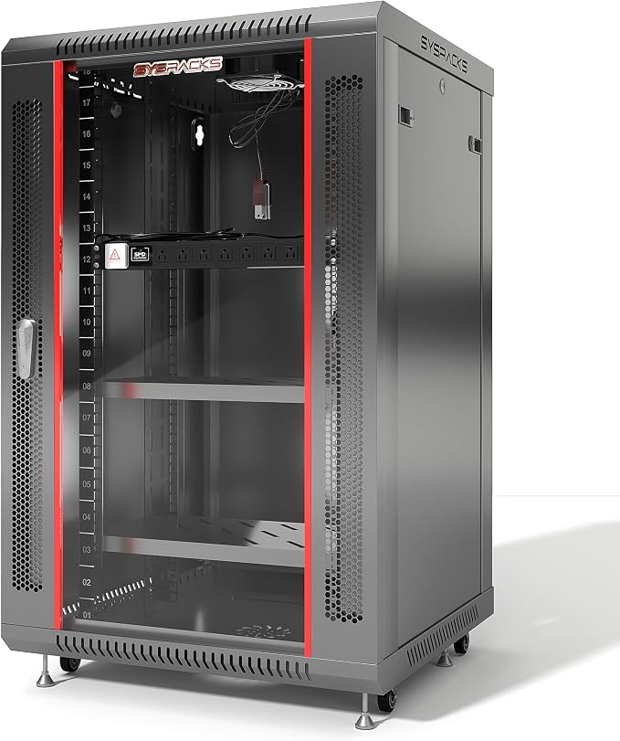 18U Wall Mount Server Rack Cabinet – 19" Network Rack Enclosure, PDU & Shelf by SYSRACKS
