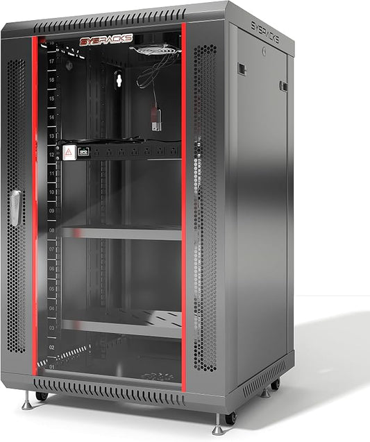 18U Wall Mount Server Rack Cabinet – 19" Network Rack Enclosure, PDU & Shelf by SYSRACKS