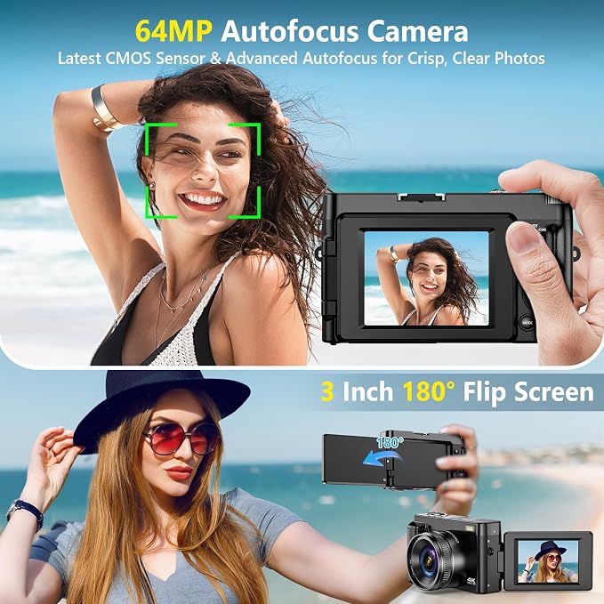 4K Digital Camera for Photography Autofocus, Upgraded 64MP WiFi Vlogging Camera - Image 3