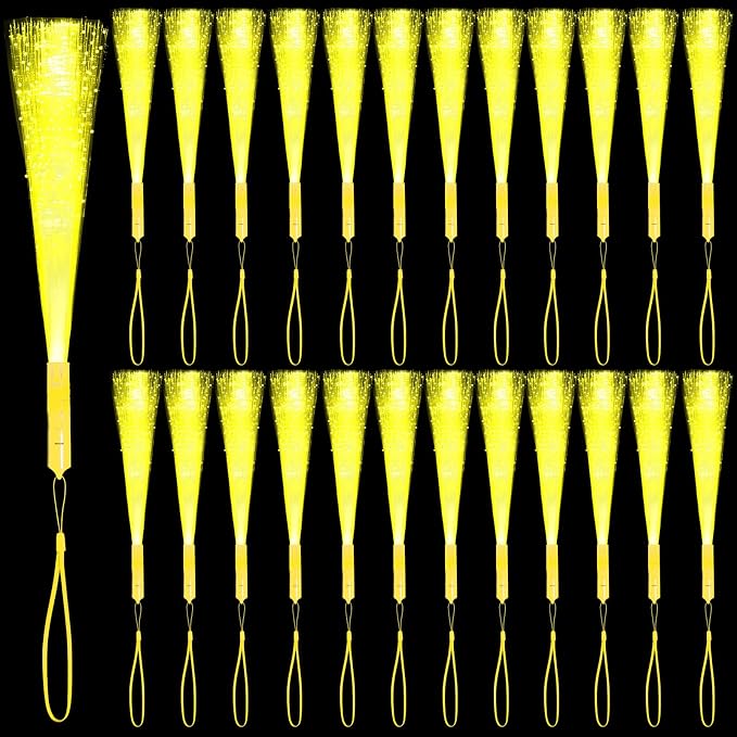 36 Pack Yellow Fiber Optic Glow Stick Wands Bulk by NUDALA