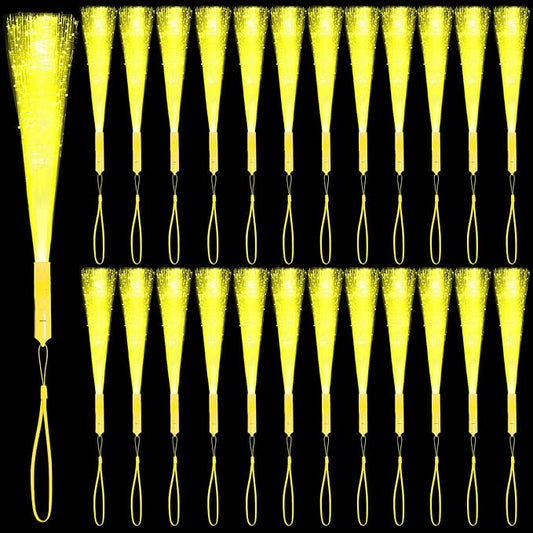 36 Pack Yellow Fiber Optic Glow Stick Wands Bulk by NUDALA