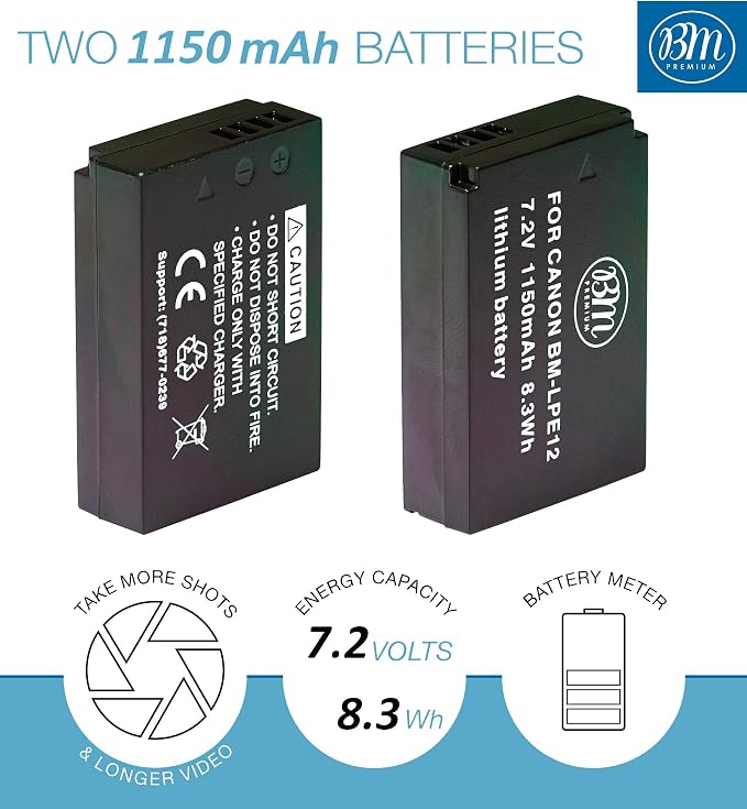 BM Premium 2-Pack of LP-E12 Batteries and USB Dual Battery Charger - Image 3
