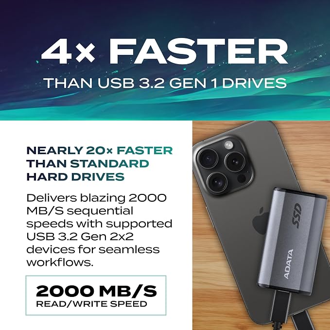 ADATA SE880 - 1 TB Portable External SSD - Secure & Fast Data Transmission - - Image 4