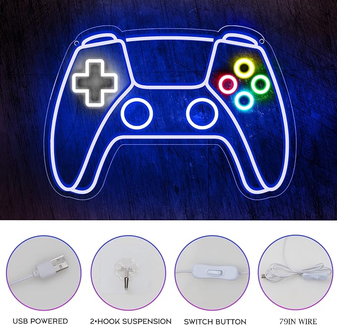 Gamer Neon Sign, Gamepad Shaped LED Neon Sign - Image 4