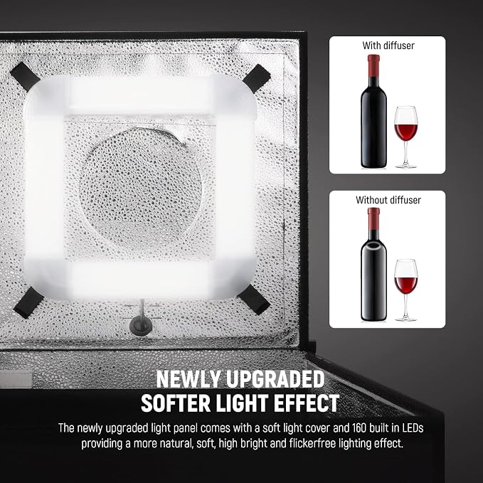 NEEWER Upgraded Photo Studio Light Box, 4 Color Backdrops, Cleaning Cloth - Image 2