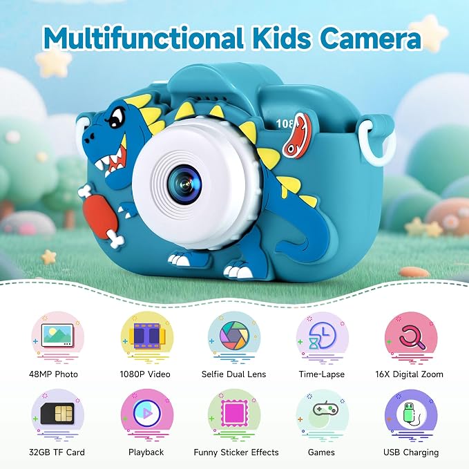 Kids Camera Toddler Toys for Boys Aged 3-9, 1080P Toddler Camera Christmas - Image 2