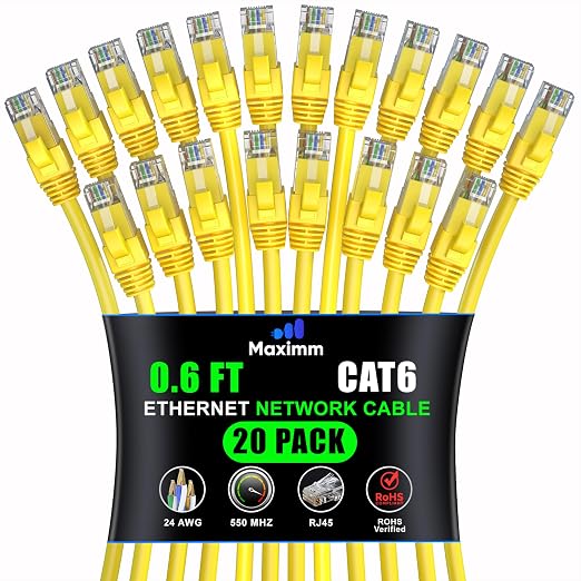 Maximm Cat 6 Ethernet Cable 0.6 ft by MaximmCable