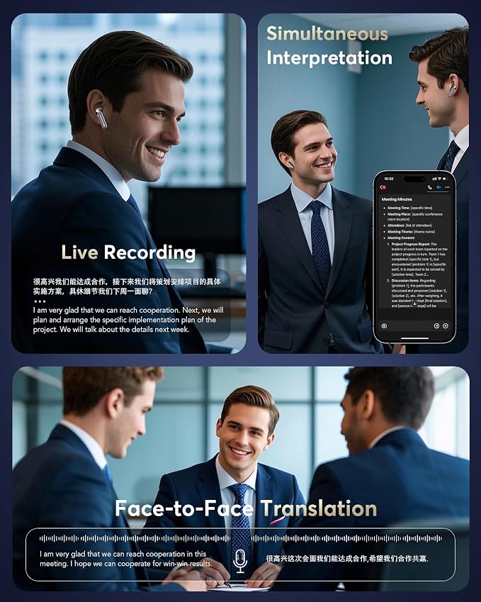 AI Translation Earbuds Real Time, 199 Language Translator Earbuds, 4 ANC Mic - Image 6