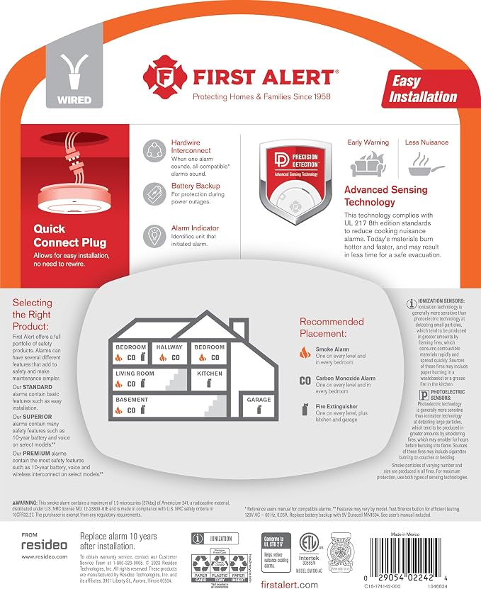 First Alert SMI100-AC, Hardwire Interconnect Smoke Alarm - Image 4
