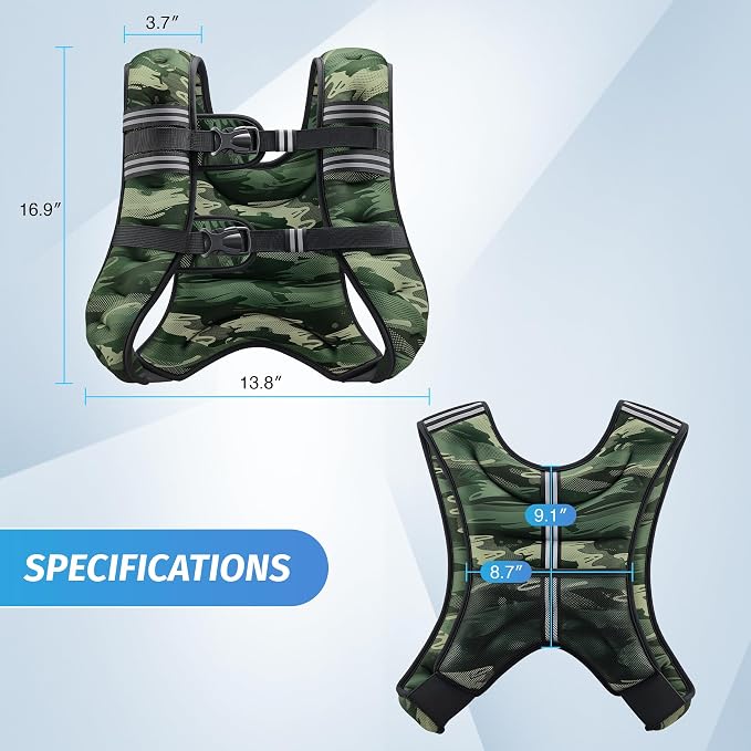ZELUS Weighted Vest, 6lb/8lb/12lb/16lb/20lb/25lb/30lb Weight Vest - Image 8