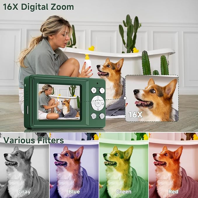 Digital Camera, 56MP 2.7K Dual-Screen Selfie Camera - Image 6