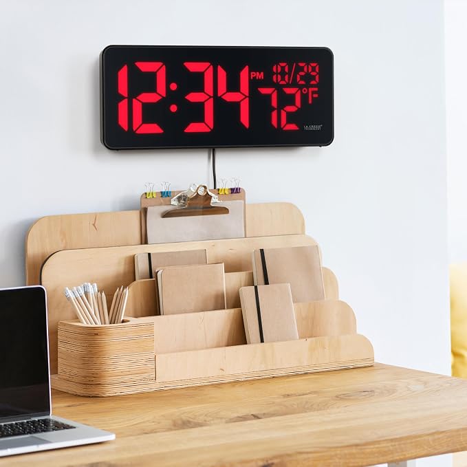 La Crosse Technology 513-1411R Red Digital LED Wall Clock - Image 7