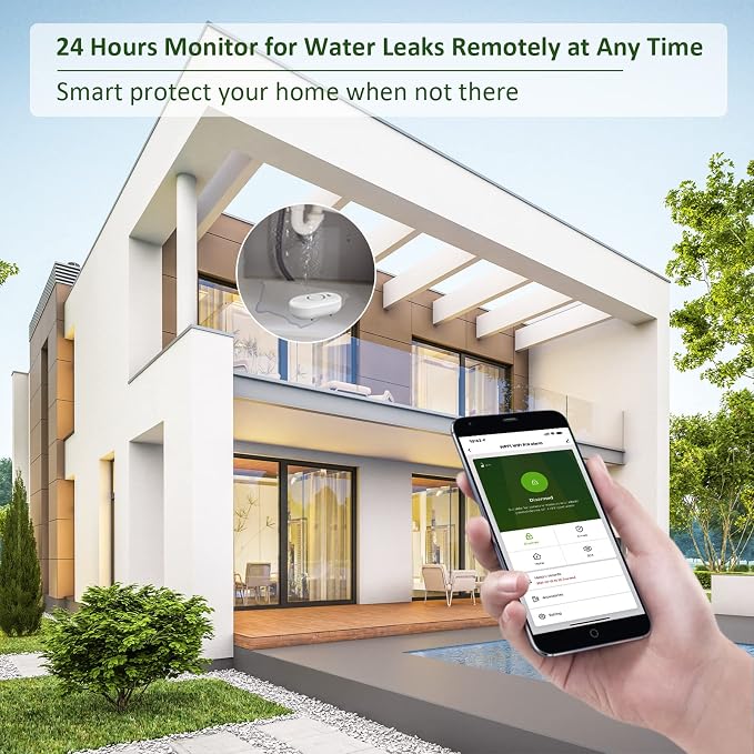 METAK Water Leak Detector Alarm: WiFi Water Flooding Monitor Smart App Sink - Image 3