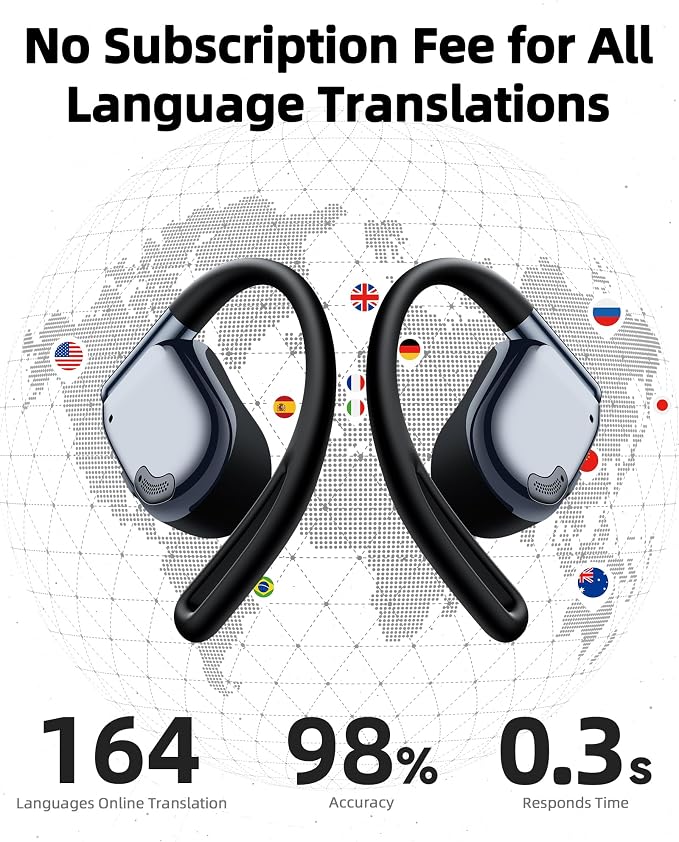AI Translation Earbuds Real Time 164 Languages Translator Ear Buds 90H Playtime - Image 2