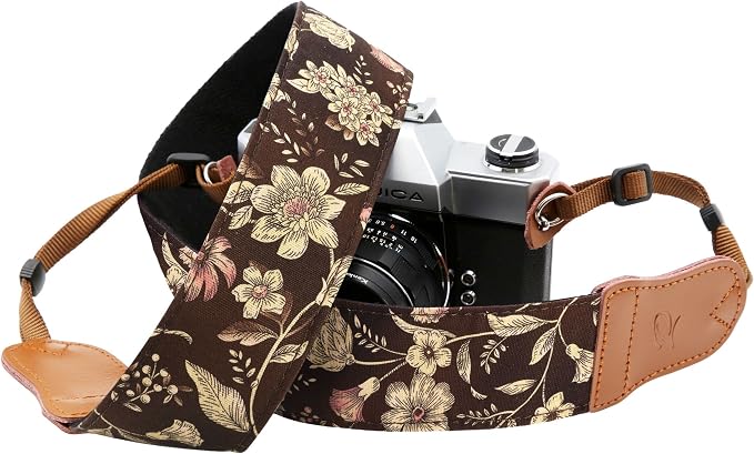 Padwa Lifestyle Japanese Brown Printed Floral Camera Strap - Image 8