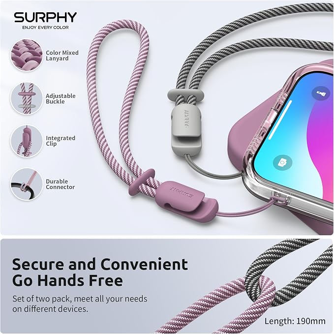 SURPHY 2 Pack Phone Lanyard for Cellphone Case, Phone Wrist Strap for Case - Image 4