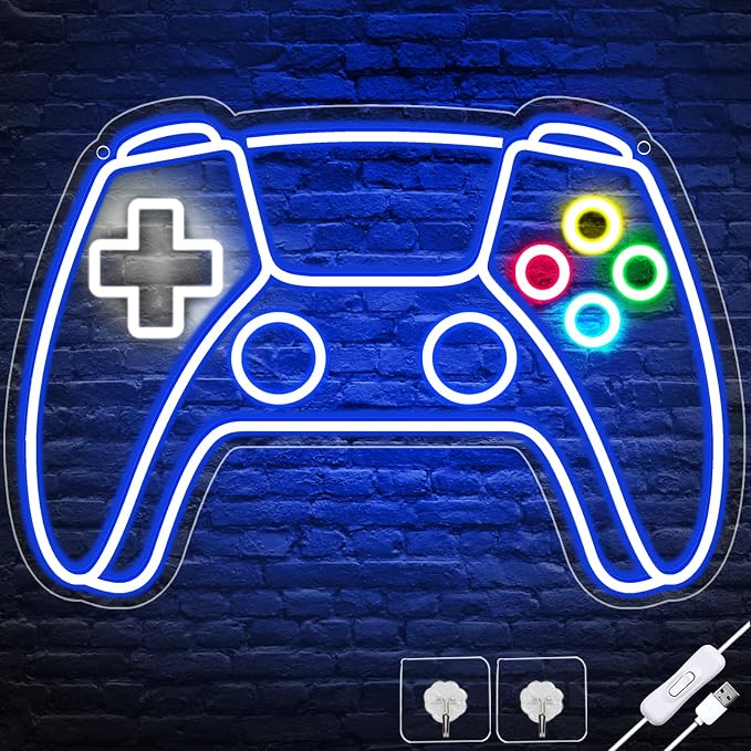 Gamer Neon Sign, Gamepad Shaped LED Neon Sign by EtherealLomoer