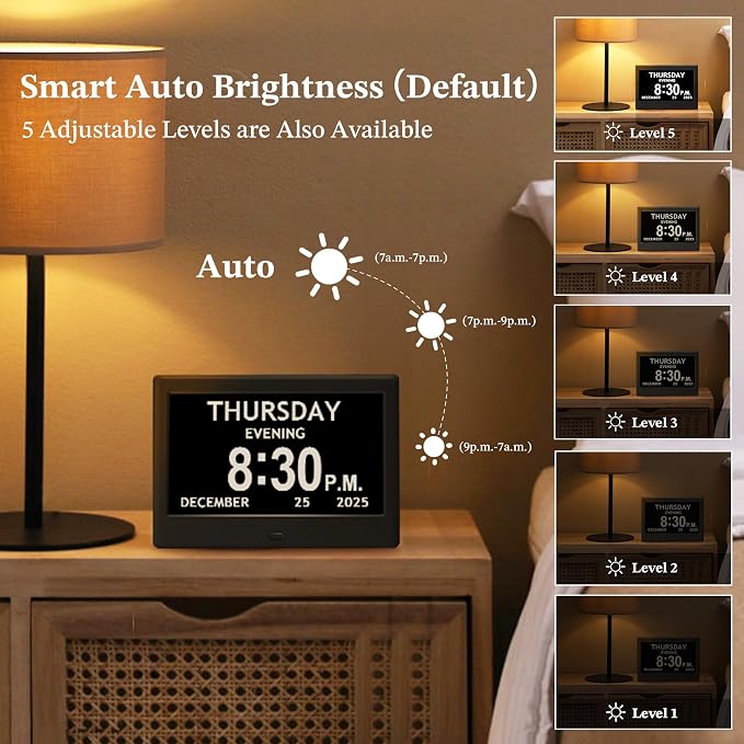 7'' Dementia Clock For Seniors, Large Display Digital Clock - Image 4