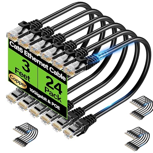 Cat6 Ethernet Cable 10Gbps 3 ft, UTP Ethernet Cable Cat 6, Flexible Bare Copper by Unknown