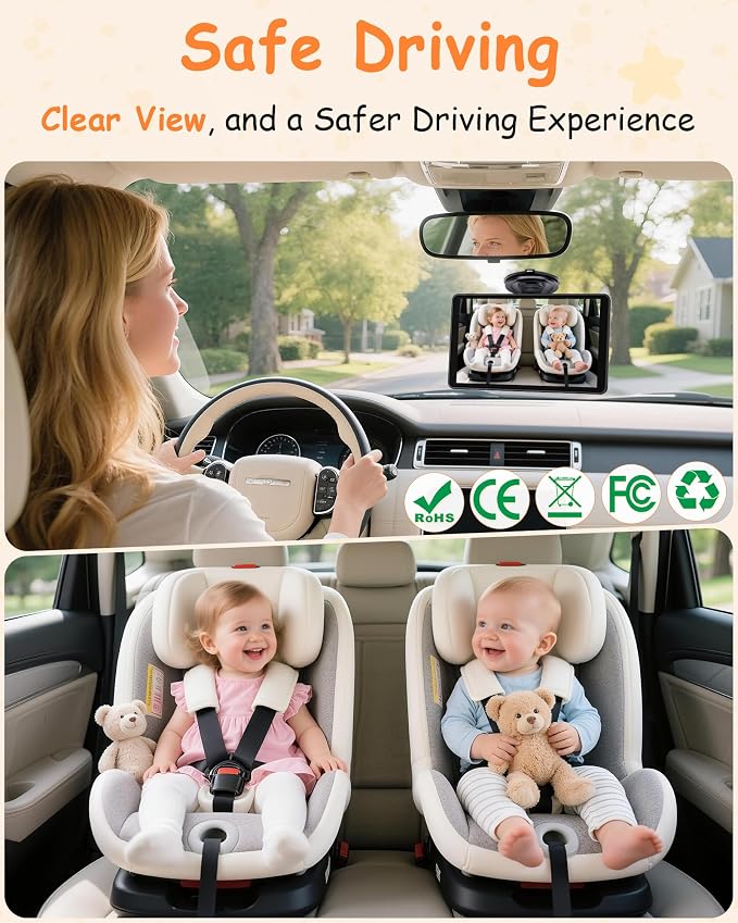 Rohent Baby Car Camera 7.2-Inch Monitor: 1080P HD Rear Facing Infant Backseat - Image 7