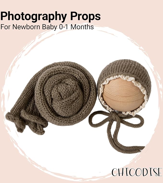 Newborn Photography Props Wraps & Ruffle Edge Bonnet - Image 4