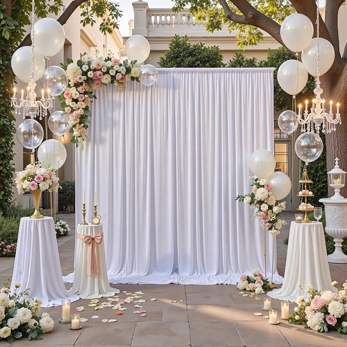 50ft x 12ft Wrinkle Free White Backdrop Curtains - Image 8