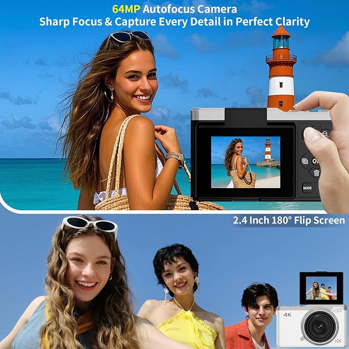4K Digital Camera for Photography, 64MP Point and Shoot Digital Cameras - Image 3