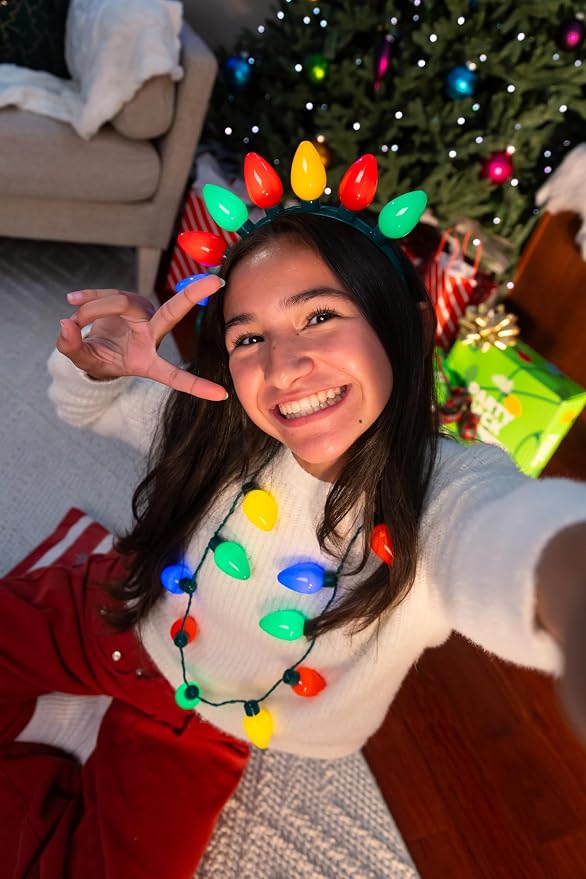 Light Up Party Wearables Set – LED Necklaces & Headbands, 3 Light Modes - Image 4