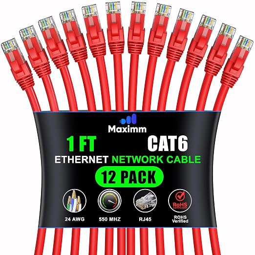 Maximm Cat 6 Ethernet Cable 1 ft by MaximmCable