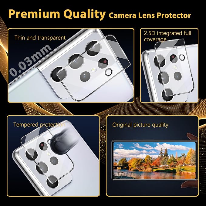 V-PORYADKU 2 Pack for Samsung Galaxy S21 Ultra Screen Protector + 2 Pack Camera - Image 4