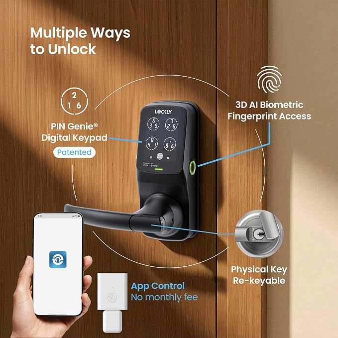 Lockly Secure Pro Smart Lock Wi-Fi, Keyless Entry Digital Keypad Door Lock - Image 2