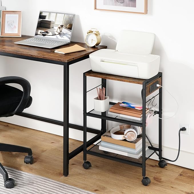 HOOBRO Industrial Printer Stand, 3-Tier Mobile Printer Table, Rolling Cart - Image 3