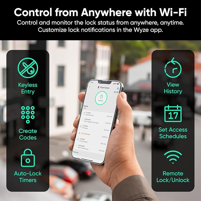 Wyze Auto-Lock Bolt v2, Fingerprint Keyless Entry Smart Lock, AI Learning - Image 5