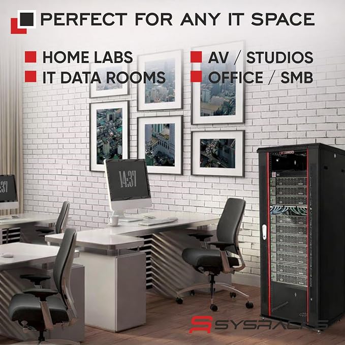 22U Wall Mount Server Rack Cabinet 24” Deep, 19” Network & AV Enclosure - Image 7