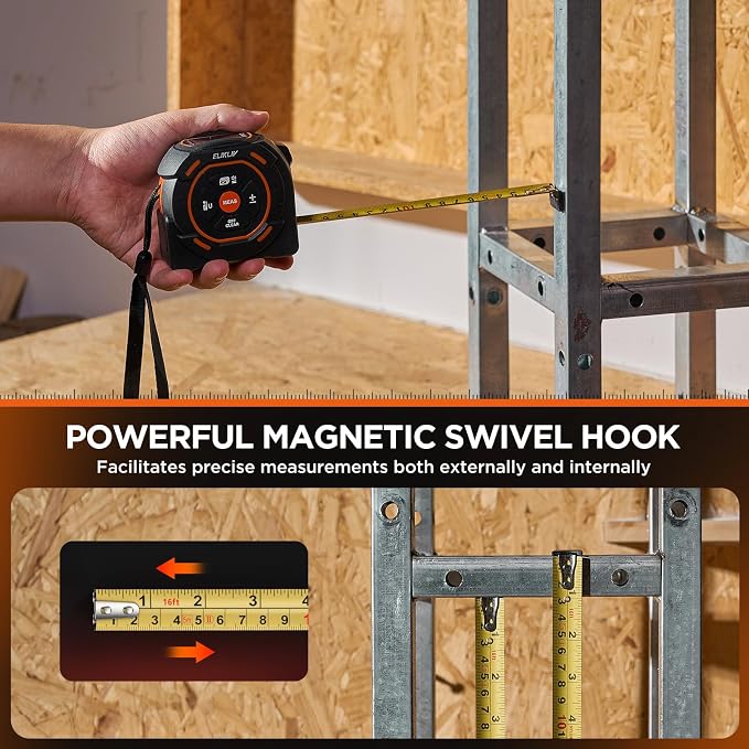 Laser Tape Measure 2-in-1, 197Ft Laser Distance Meter & 16Ft Digital Tape - Image 3