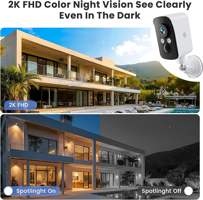 Security Camera Wireless Outdoor, 2.4G WiFi, Battery & Solar Powered, Free - Image 4
