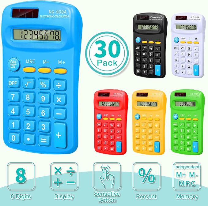 30 Pack Pocket Calculator Small Battery Powered Bulk Mini Size 4 Function Hand - Image 2