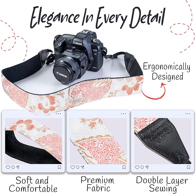 Art Tribute Camera Strap, Vintage Embroidered Neck Shoulder & Crossbody Camera - Image 3