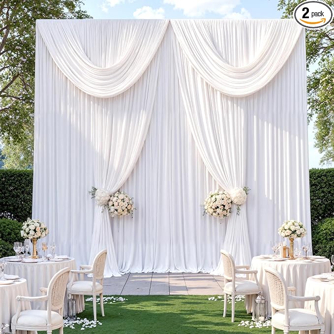 14ft x 10ft White Backdrop Curtains by CO-AVE