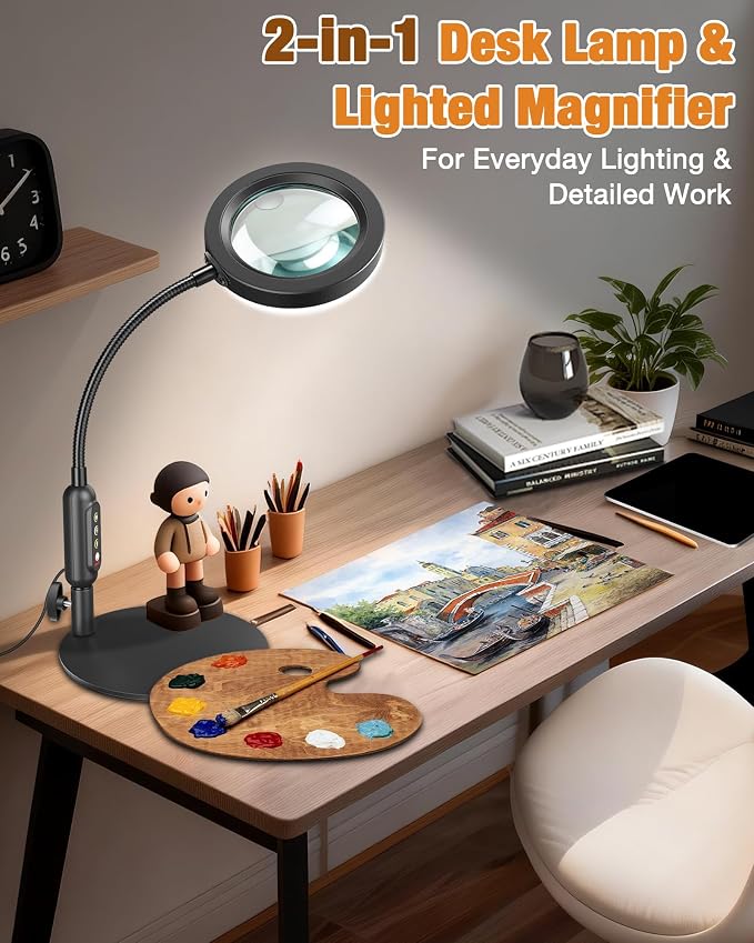 30X 10X Magnifying Glass with Light and Stand, 5 Color Modes Stepless Dimmable - Image 6