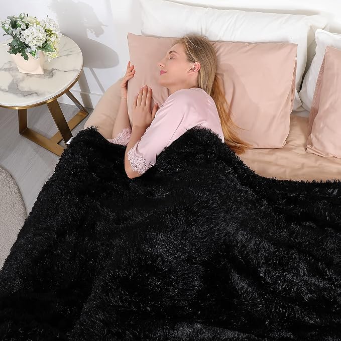 Tuddrom Decorative Extra Soft Faux Fur Throw Blanket 50" x 60", Reversible - Image 4