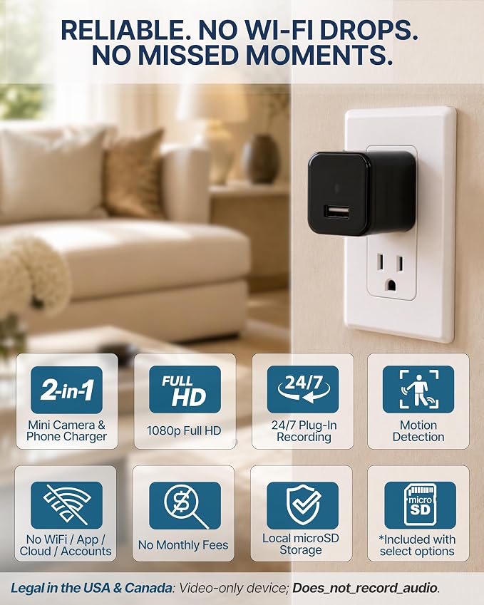 Premium Plug-in Dome Cam, 1080p Full HD Always-On, Motion Detection, No WiFi - Image 3