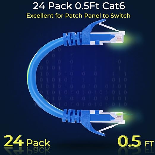 Rapink Patch Cables Cat6 0.5ft, Ethernet Patch Cable 10G, Cat 6 Patch Cable - Image 2