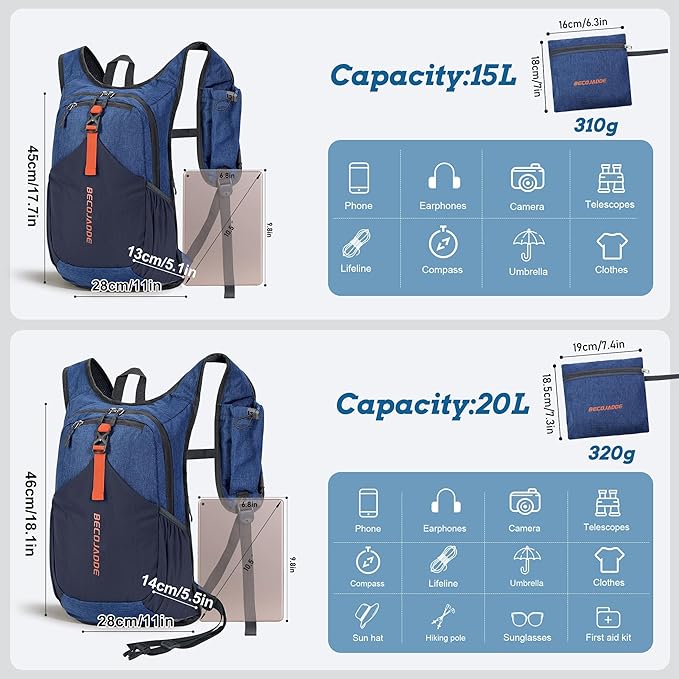 BECOJADDE 15L Small Hiking Backpack - Image 4