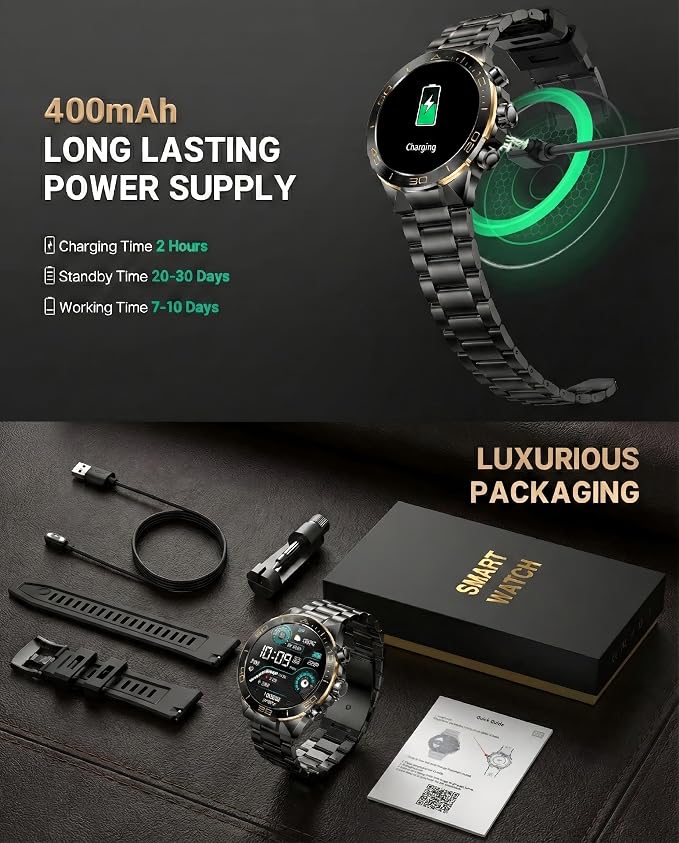 SOUYIE Men's Smart Watch with Bluetooth Call, 1.43" AMOLED Round Dial, Luxury - Image 9