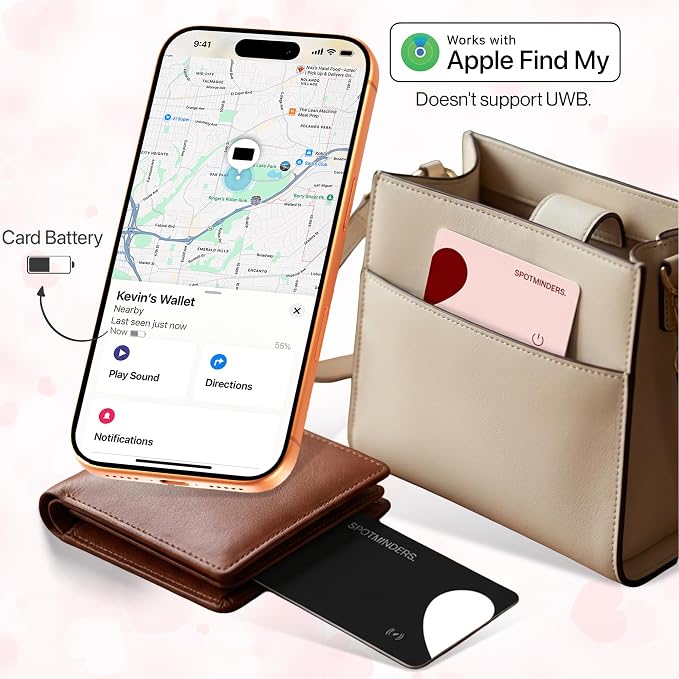 SPOTMINDERS Apple MFi Certified Wallet Tracker 2-Pack Black & Pink Travel Pack - Image 3