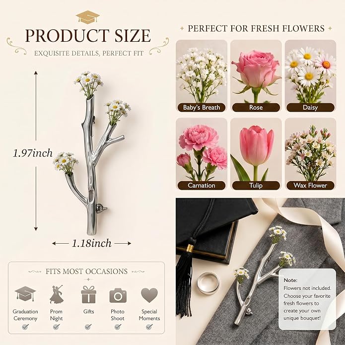 Flower Holder Brooch Pin for Women Flower Vase Brooch Back to School Teacher - Image 6